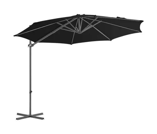 Gembinis Sodo Skėtis Su Plieniniu Stulpu, Juodas, 300Cm