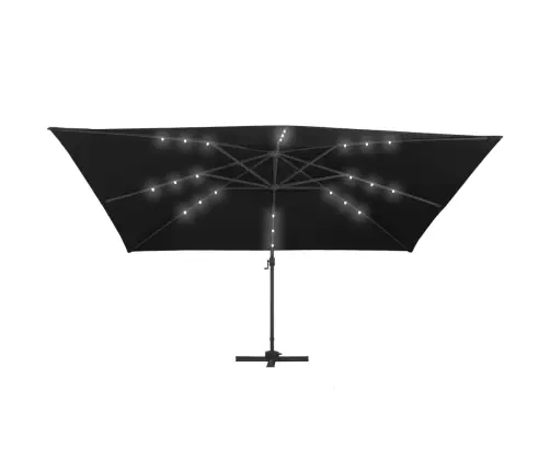 Saulessargs Ar Led Un Alumīnija Kātu, 400X300 Cm, Melns Vidaxl