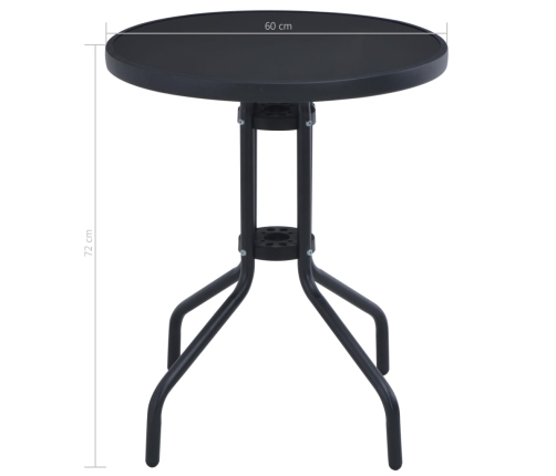 Dārza Galds, Melns, 60 Cm, Tērauds Un Stikls Vidaxl