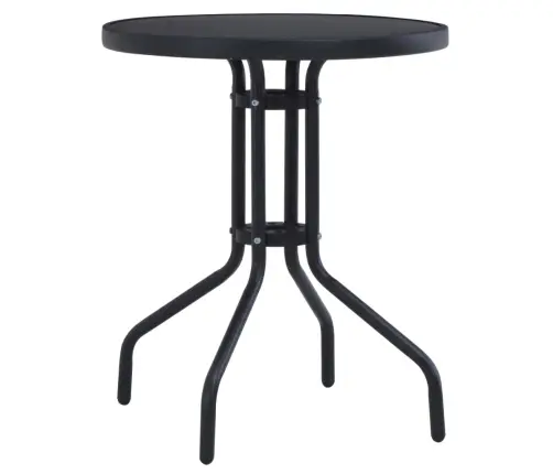 Dārza Galds, Melns, 80 Cm, Tērauds Un Stikls Vidaxl