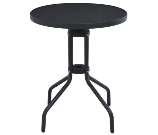 Dārza Galds, Melns, 80 Cm, Tērauds Un Stikls Vidaxl