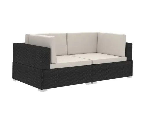 Stūra Krēsli Ar Spilveniem, 2 Gab., Melna Pe Rotangpalma Vidaxl