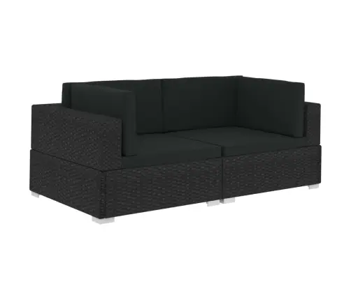 Sekcinės Kampinės Kėdės Su Pagalvėmis, 2Vnt., Juodos, Ratanas