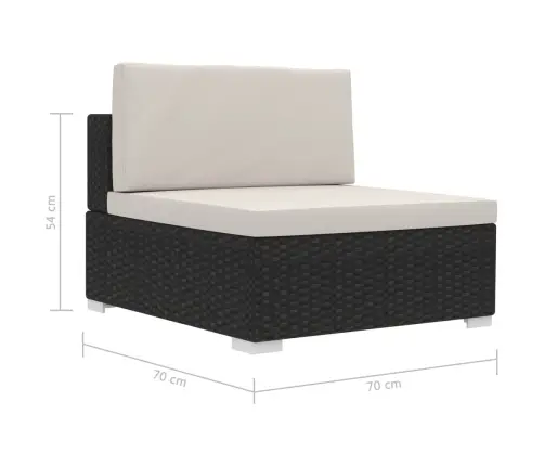 3-Osaline Aiadiivanikomplekt Patjadega, Polürotang, Must
