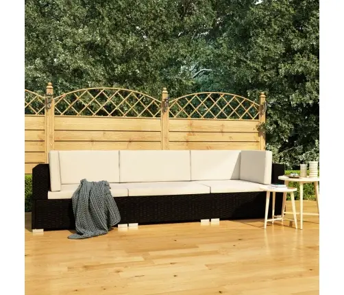 3-Osaline Aiadiivanikomplekt Patjadega, Polürotang, Must