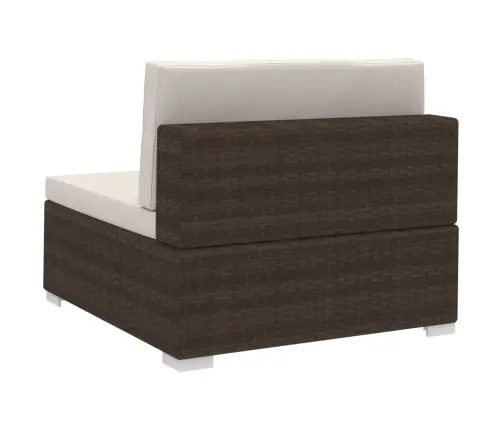 Sodo Sofos Komplektas Su Pagalvėmis, 3 Dalių, Rudas, Ratanas