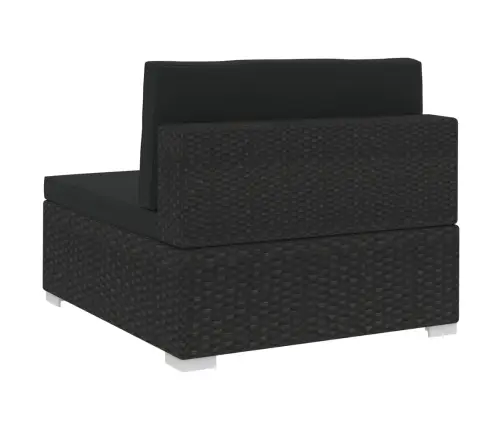 3-Daļīgs Dārza Dīvāna Komplekts Ar Matračiem, Melns Pe Pinums Vidaxl