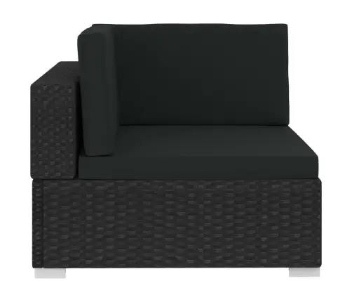 Sodo Sofos Komplektas Su Pagalvėlėmis, 4 Dalių, Juodas, Ratanas