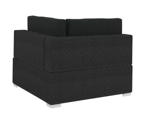 Sodo Sofos Komplektas Su Pagalvėlėmis, 4 Dalių, Juodas, Ratanas