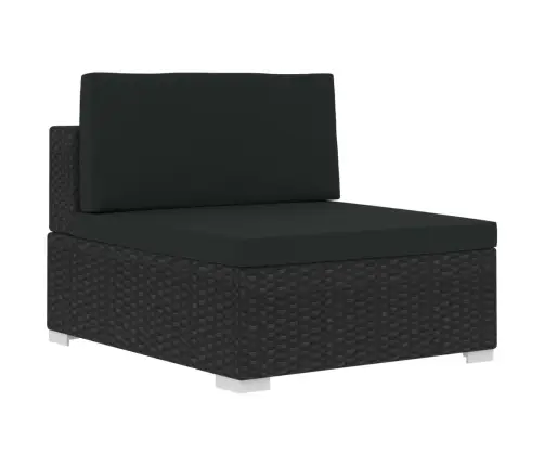 Sodo Sofos Komplektas Su Pagalvėlėmis, 4 Dalių, Juodas, Ratanas