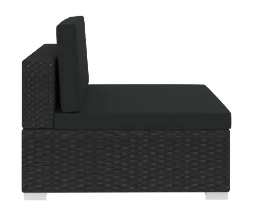 Sodo Sofos Komplektas Su Pagalvėlėmis, 4 Dalių, Juodas, Ratanas