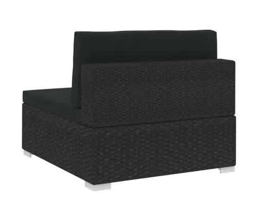 Sodo Sofos Komplektas Su Pagalvėlėmis, 4 Dalių, Juodas, Ratanas