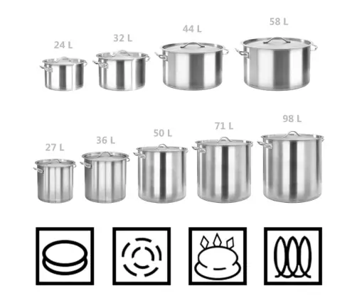 Maisto Ruošimo Puodas, 50X50cm Nerūdijantis Plienas, 98L