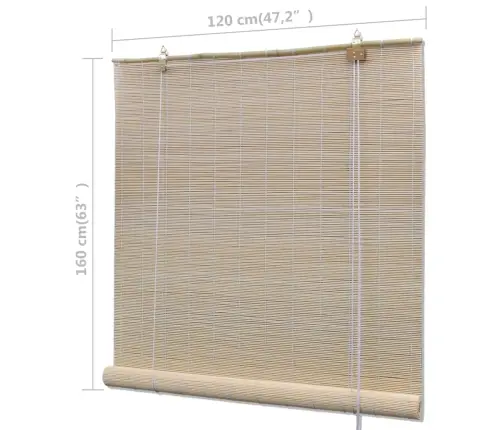 Ruļļu Žalūzijas, 2 Gab., Dabisks Bambuss, 120X160 Cm Vidaxl