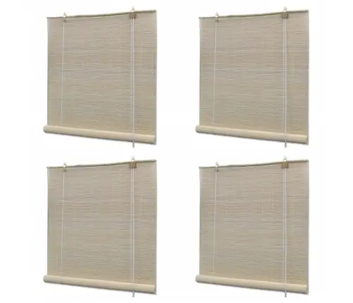 Ruļļu Žalūzijas, 4 Gab., Dabisks Bambuss, 120X160 Cm Vidaxl Ruļļu Žalūzijas, 4 Gab., Dabisks Bambuss, 120X160 Cm Vidaxl