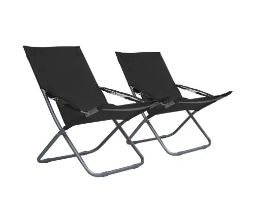 Salokāmi Pludmales Krēsli, 2 Gab., Melns Audums Vidaxl