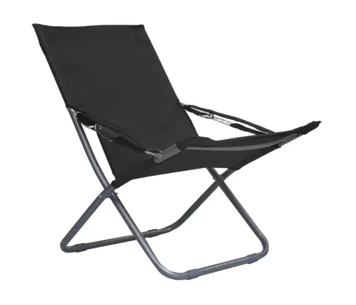 Salokāmi Pludmales Krēsli, 2 Gab., Melns Audums Vidaxl