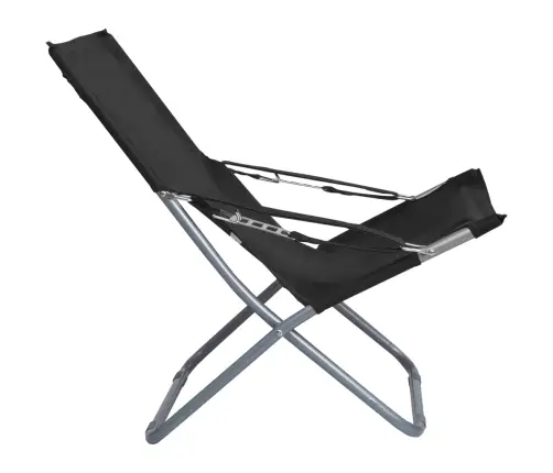 Salokāmi Pludmales Krēsli, 2 Gab., Melns Audums Vidaxl