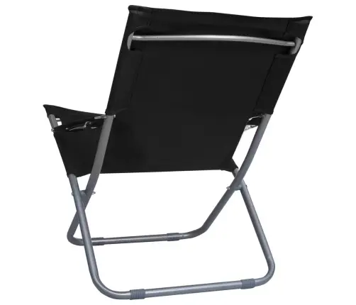 Salokāmi Pludmales Krēsli, 2 Gab., Melns Audums Vidaxl