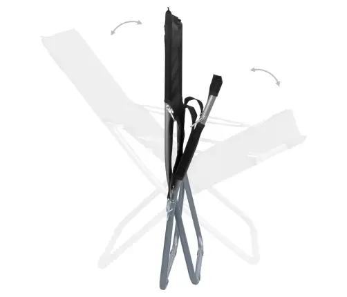 Salokāmi Pludmales Krēsli, 2 Gab., Melns Audums Vidaxl