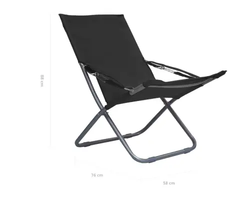 Salokāmi Pludmales Krēsli, 2 Gab., Melns Audums Vidaxl