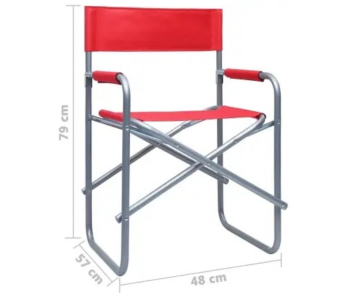 Režisieriaus Kėdės, 2Vnt., Raudonos Spalvos, Plienas
