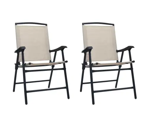 Sulankstomos Sodo Kėdės, 2Vnt., Kreminės Spalvos, Tekstilenas