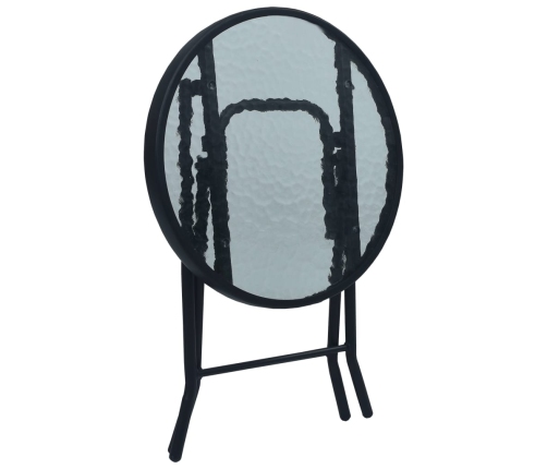 Bistro Galds, Melns, 40X46 Cm, Tērauds Un Stikls Vidaxl