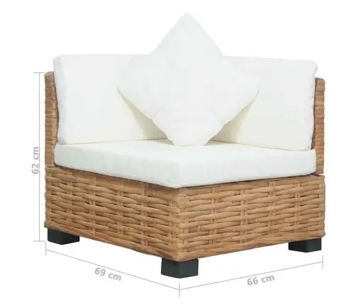 Stūra Dīvāns Ar Matračiem, Dabīga Rotangpalma Vidaxl