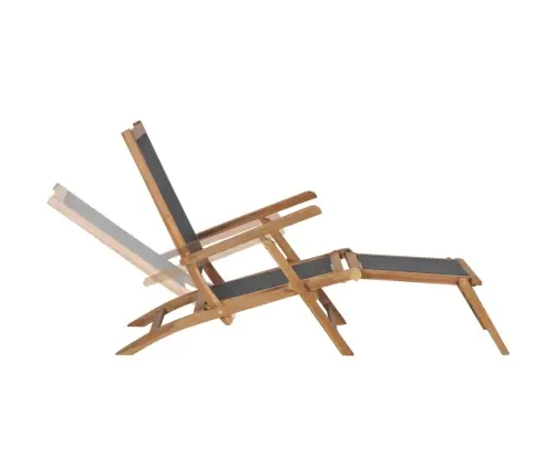 Pludmales Krēsls Ar Kāju Balstu, Masīvs Tīkkoks, Melns Vidaxl