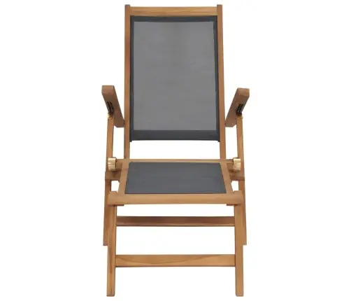 Pludmales Krēsls Ar Kāju Balstu, Masīvs Tīkkoks, Melns Vidaxl