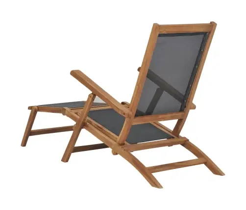 Pludmales Krēsls Ar Kāju Balstu, Masīvs Tīkkoks, Melns Vidaxl