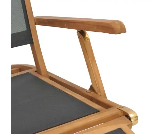 Pludmales Krēsls Ar Kāju Balstu, Masīvs Tīkkoks, Melns Vidaxl