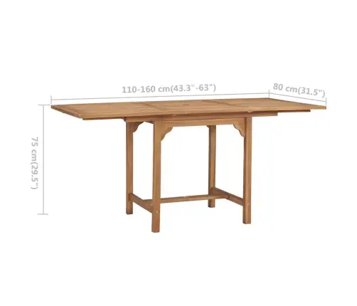 Izvelkams Dārza Galds, (110-160)X80X75 Cm, Masīvs Tīkkoks Vidaxl