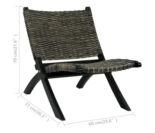 Atpūtas Krēsls, Melns, Dabīga Kubu Rotangpalma, Sarkankoks Vidaxl