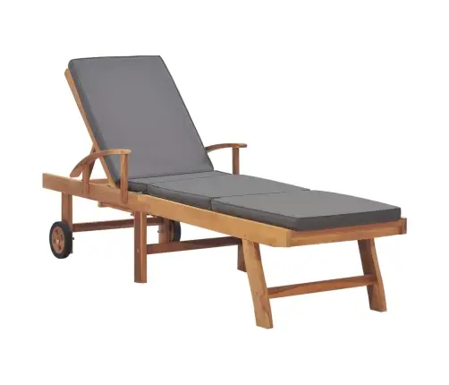 Päevitustool Istmepadjaga, Tiikpuu, Tumehall