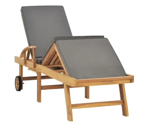 Päevitustool Istmepadjaga, Tiikpuu, Tumehall