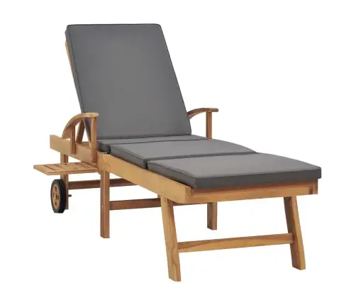 Päevitustool Istmepadjaga, Tiikpuu, Tumehall