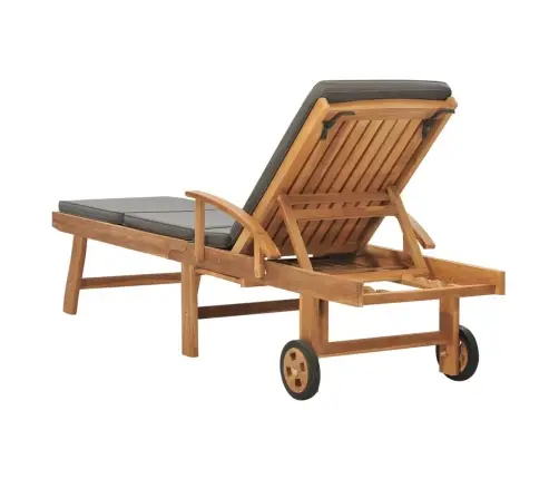 Päevitustool Istmepadjaga, Tiikpuu, Tumehall