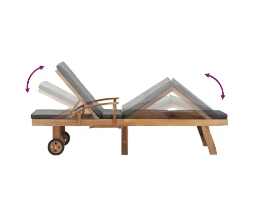 Päevitustool Istmepadjaga, Tiikpuu, Tumehall