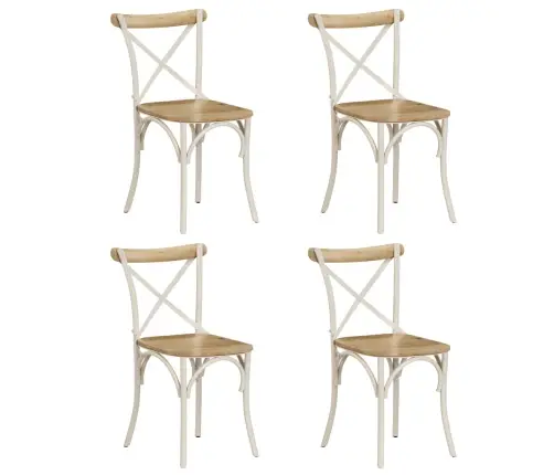 Virtuves Krēsli, 4 Gab., Balts Mango Masīvkoks Vidaxl