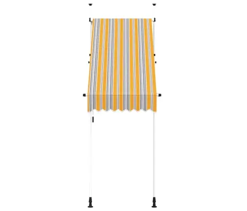 Izvelkama Markīze, 100 Cm, Manuāla, Dzeltena Ar Zilām Svītrām Vidaxl