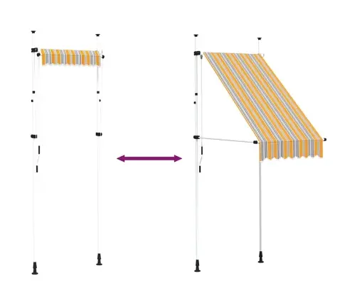 Izvelkama Markīze, 100 Cm, Manuāla, Dzeltena Ar Zilām Svītrām Vidaxl