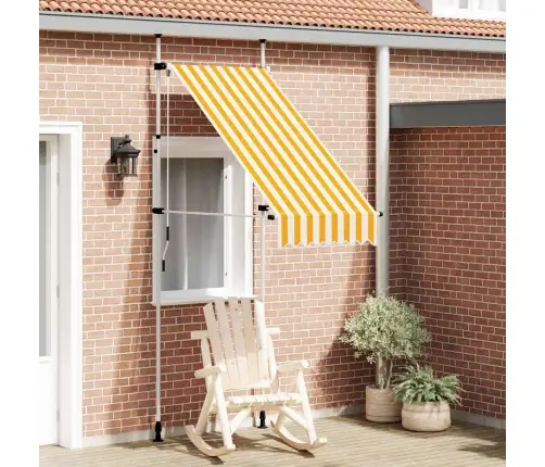 Izvelkama Markīze, 100 Cm, Manuāla, Oranža Ar Baltām Svītrām Vidaxl