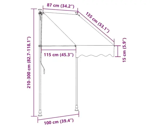 Izvelkama Markīze, Manuāla, 100 Cm, Oranža Un Brūna Vidaxl