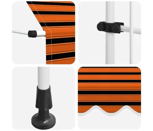 Izvelkama Markīze, Manuāla, 150 Cm, Oranža Un Brūna Vidaxl