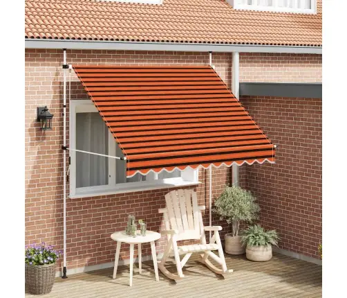 Izvelkama Markīze, Manuāla, 250 Cm, Oranža Un Brūna Vidaxl