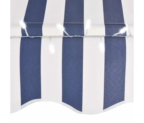 Izvelkama Markīze Ar Led, Manuāla, 100 Cm, Zila Ar Baltu Vidaxl