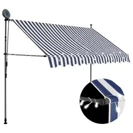 Izvelkama Markīze Ar Led, Manuāla, 250 Cm, Zila Ar Baltu Vidaxl Izvelkama Markīze Ar Led, Manuāla, 250 Cm, Zila Ar Baltu Vidaxl