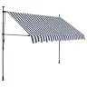 Izvelkama Markīze Ar Led, Manuāla, 250 Cm, Zila Ar Baltu Vidaxl